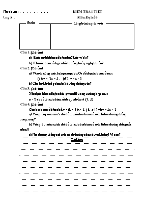 Kiêm tra 1 tiết môn Đai sô 9 chương 2